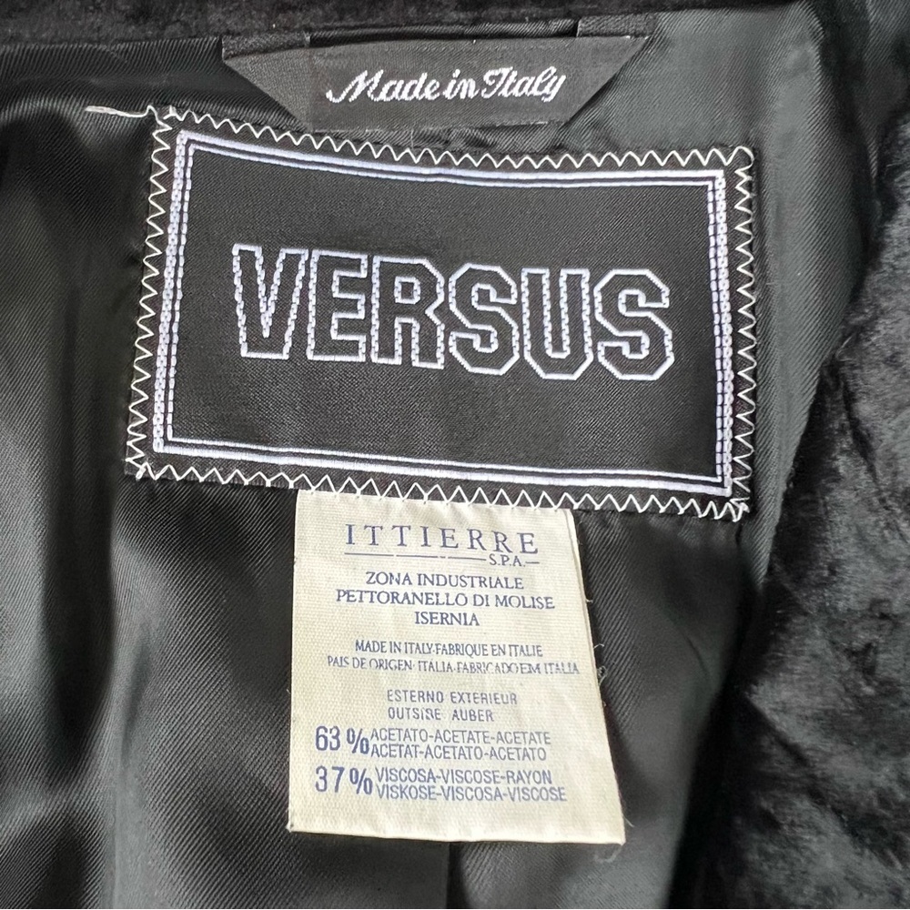 VTG Versus Versace Black Velvet Jacquard Blazer Lion Head Buttons Rockstar Vibes - Picture 12 of 15